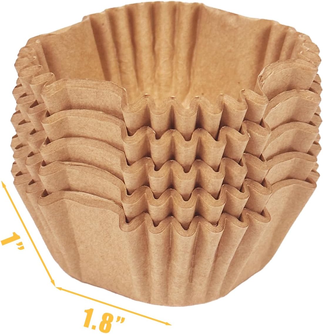 qiqee 500pcs Natural Square Cupcake Liners Muffin Linner No Smell, Food Grade Brown Baking Cups(Standard Size)