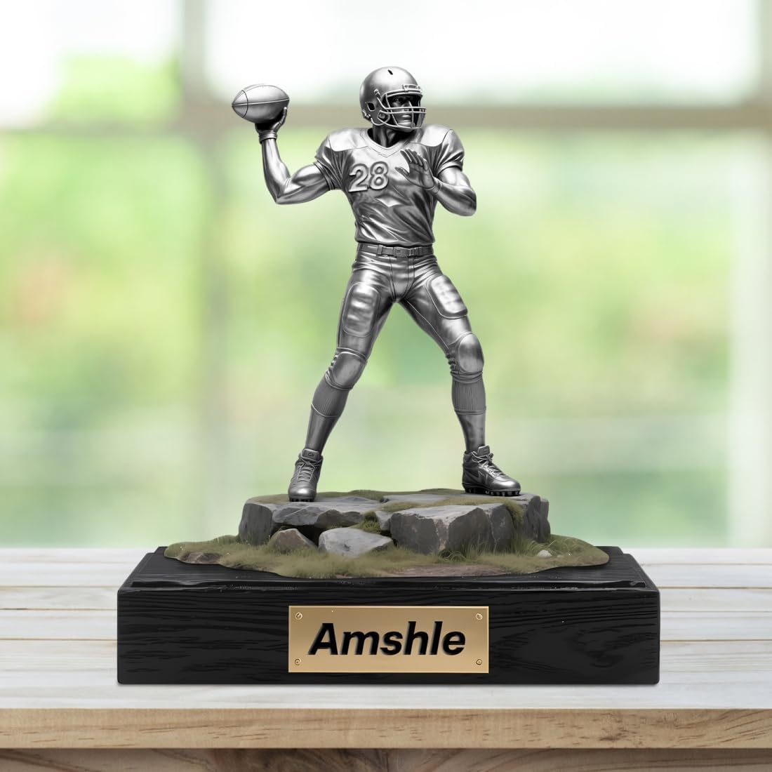 Personalized Football Player Ornament Sign Custom Name Flat Desk Sign Art Football Lovers Acrylic Plaque Home Garage Men Cave Desk Decor Plaque Gifts for Man Dad Christmas Birthday Decoration