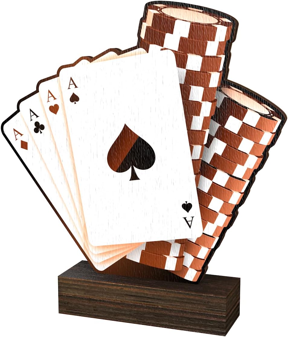 Trophy Monster' Cards Poker 5/16 Thick Wood Sculpture Trophy Awards ECO Friendly | Free Engraving and Delivery | 5 Sizes 4 Colors, Multicolor, 5 1/4 inches -8 1/2 inches