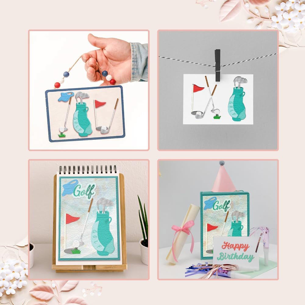 WADORN Golf Metal Cutting Dies, Golfing Theme Carbon Steel Cut Stencils for Scrapbooking Card Making Embossing Stencil Die Cuts Sport Theme Cutting Embossing Stencil for DIY Album Card Paper Craft