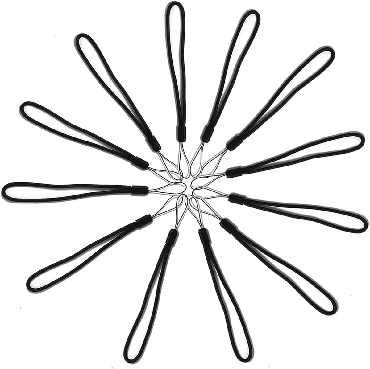 AMUU 50 Pack Wrist Lanyards Short Black Hand Wrist Lightweight Lanyard Strap String for USB Keys Keychains ID Name