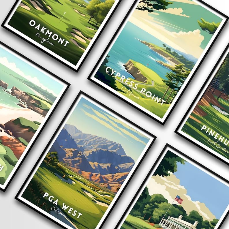 Nationcog PGA West Golf Wall Art Print, California Desert Landscape Poster for Office or Home, Bold Golf Decor for Men, Gift for Dad or Golf Lovers, Scenic Southwest Accent (Unframed) (9x11)