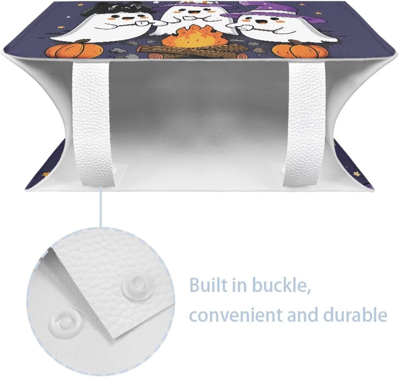 Halloween Tissue Box Cover Home Decor Cute Ghost Tissue Cover Leather Napkin Holder Organizer Rectangular Design Fit Size 9.7"x5.2"x5.12"