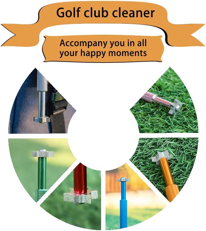 Golf Groove Sharpener,Golf Club Groove Sharpener,Groove Sharpener,Club Sharpener,Groove Sharpening Tool - Generate Optimal Backspin - Suitable for U & V-Grooves (6 Heads) (Golden)