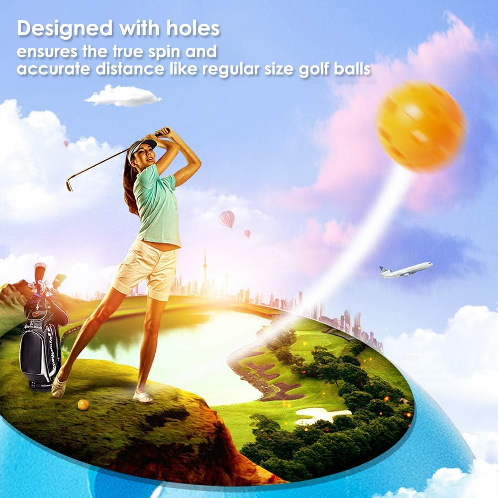 THIODOON Practice Golf Balls Limited Flight Golf Balls 40mm Hollow Plastic Golf Training Balls Colored Airflow Golf Balls for Swing Practice Driving Range Home Use Indoor