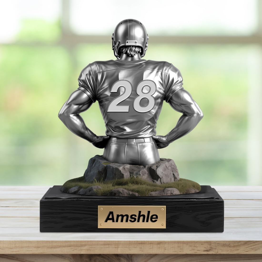 Personalized Football Acrylic Ornament Sign with Name Number Custom Football Player Flat Desk Sign Sports Lovers Acrylic Plaque Home Garage Men Cave Desk Decor Gifts for Birthday Christmas