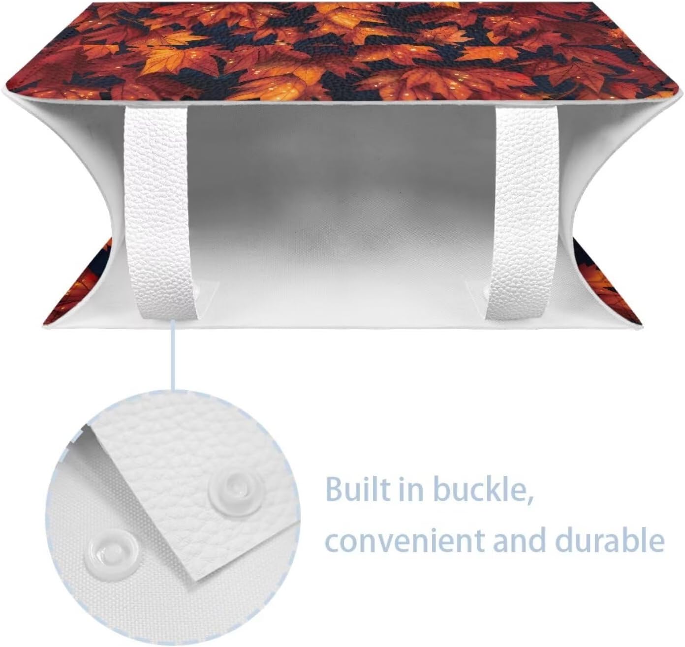 Thanksgiving Tissue Box Cover Fall Leaf & Owl Tissue Cover PU Leather Facial Paper Organizer with Bottom Belt Napkin Holder Holiday Decor for Home, Tabletop, Night Stands