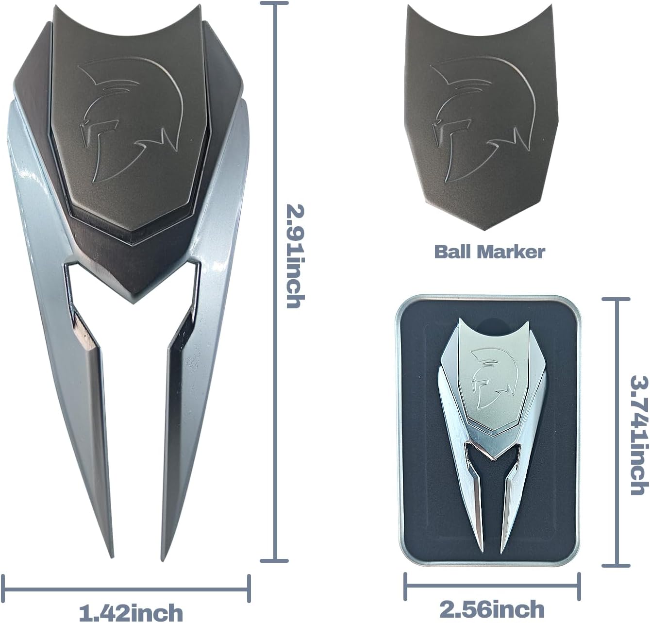 Spartan Helmet Golf Divot Tool with Magnetic Ball Marker & Belt Clip, Solid Metal Golf Accessory, Unique Design Gift for Golfers