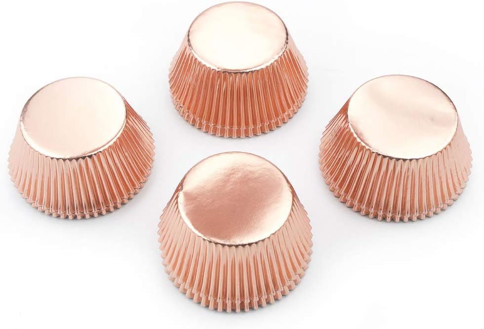 Gifbera Rose Gold Foil Cupcake Liners Standard Baking Cups Muffin Wrappers for Wedding Birthday, 200-Count