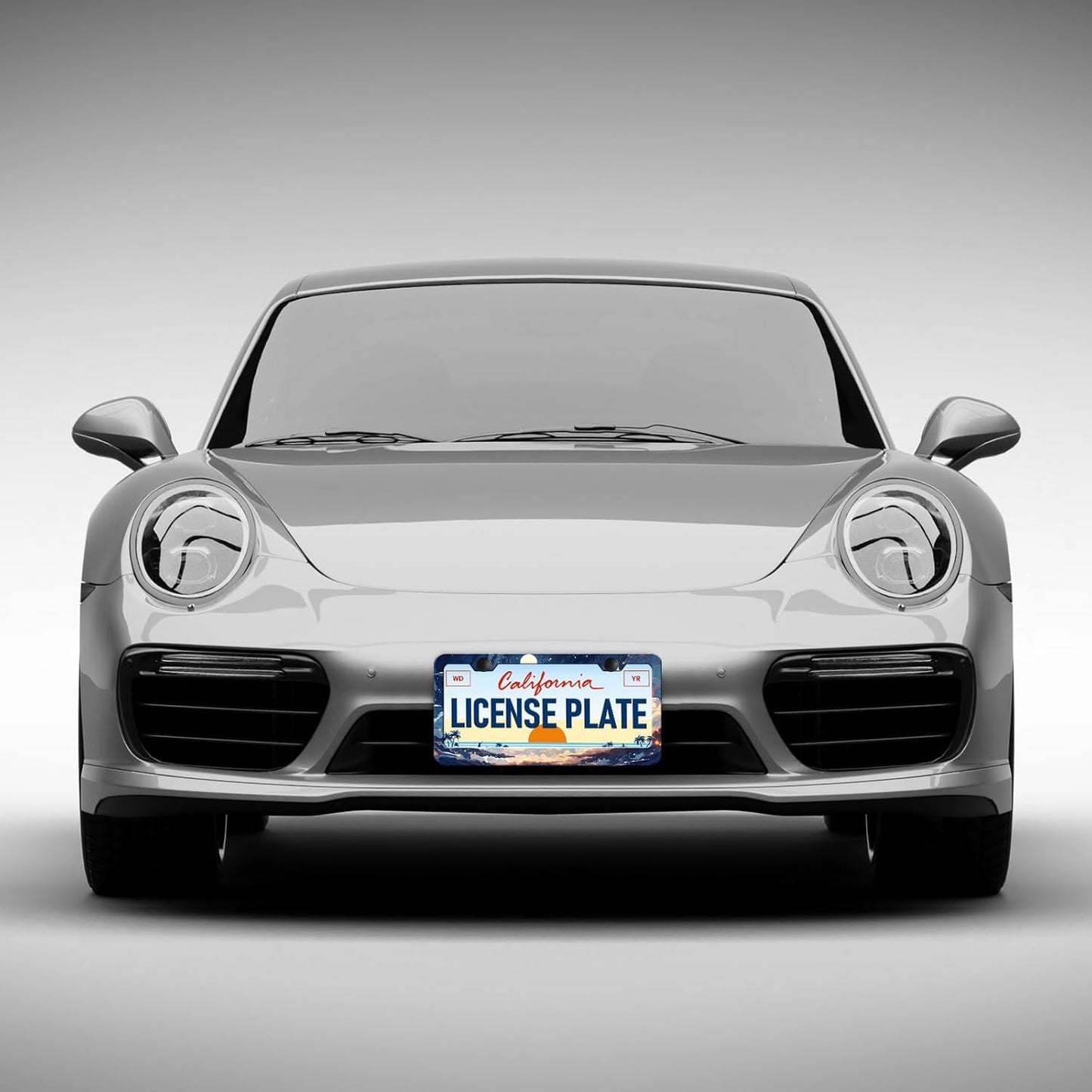 Anime Cloud Moon Starry Sky License Plate Frames - 2 Pack Front Rear Night Scene License Plates Holder Covers, Aluminum Metal Rust-Proof Waterproof Car Tag Frame with Screws Fasteners Caps