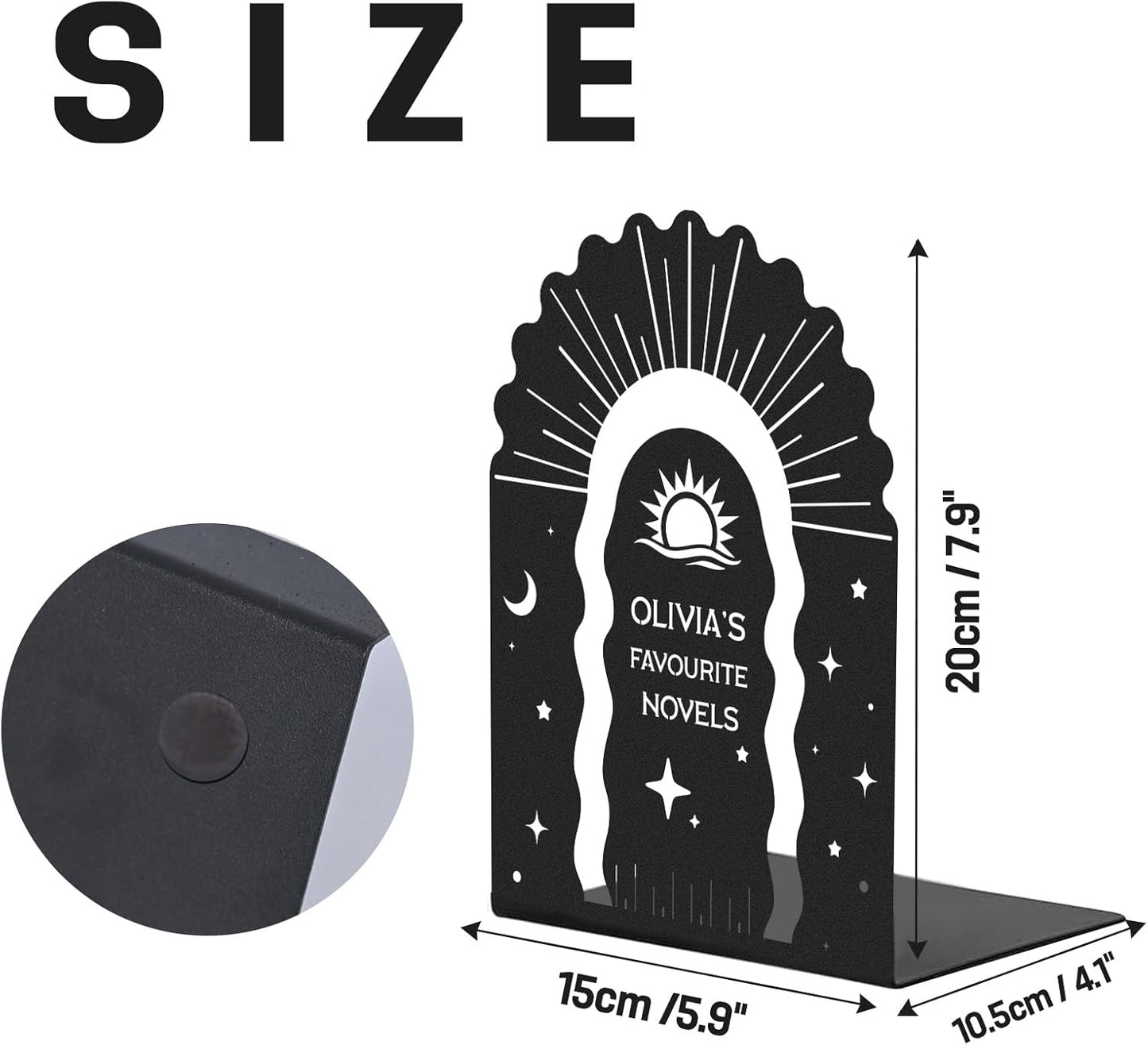 Personalized Name Metal Book Ends 2 Pcs, Unique Bookends for Shelves Room Decorative, Heavy Duty Metal Bookends, Non-Slip Book Stopper, Book Shelf Holder for Home Office School, Book Lovers Gift