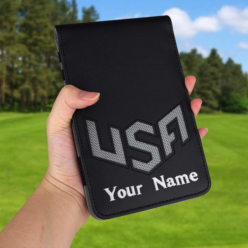 Golf Scorecard Holder & Yardage Book Cover, Golf Accessories Black Premium Leather Yardage Book Holders Cover