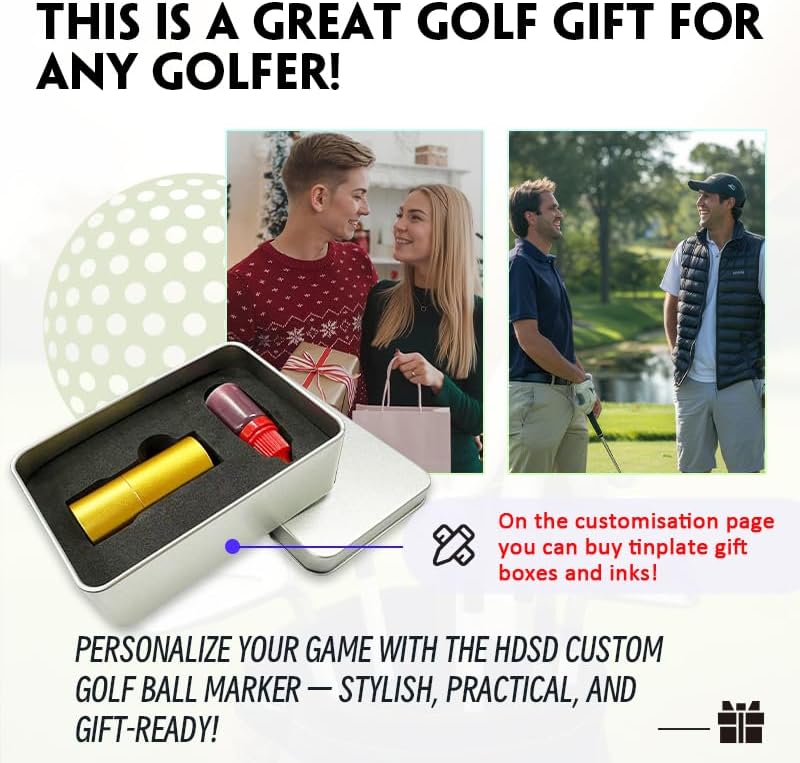 HDSD Custom Golf Ball Stamp Personalized Stamper with Ink for Your Own Golf Ball Monogram Logo Name,Golf Accessories Gifts for Men Dad Husband Golfers