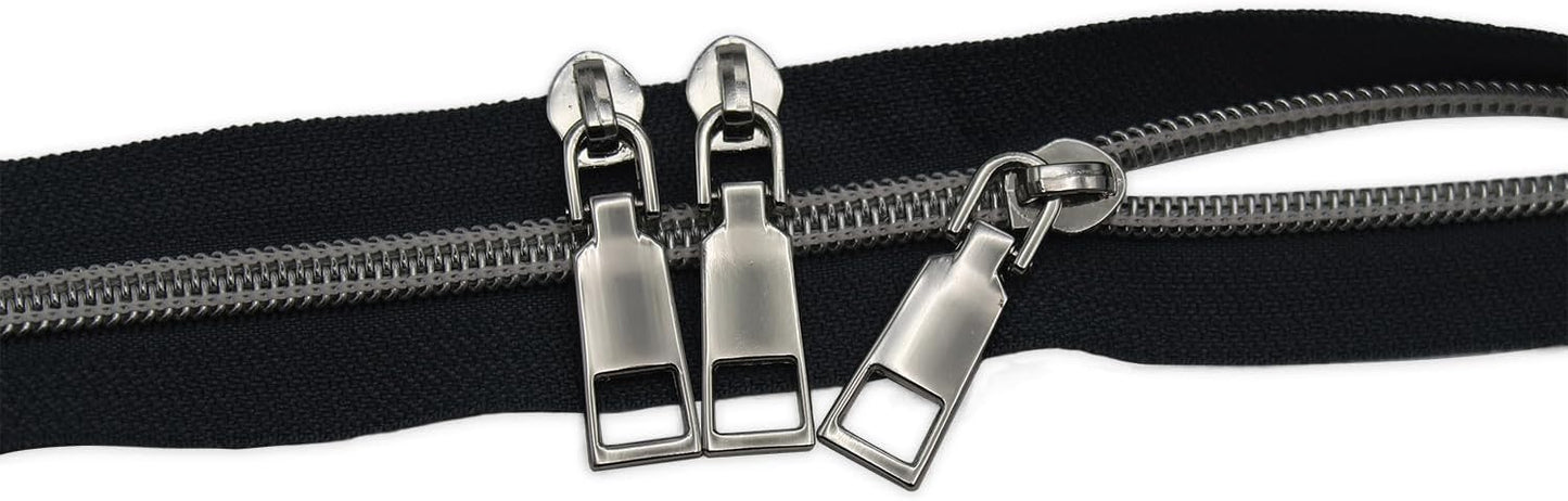 HOLSHUN #5 Zipper Sliders Zipper Pull 30pcs Bulk Heavy Duty Metal Silver Pulls for #5 Nylon Coil Zippers Replacement Luxury Bag Hardware Luggage & DIY Craft Supplies