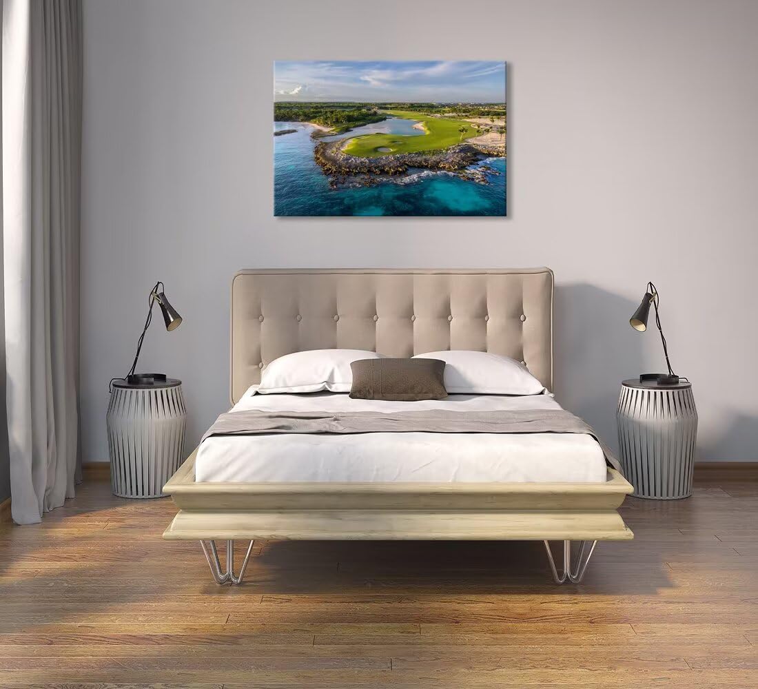 Punta Espada Golf Club Wall Art for Living Room Bedroom Bathroom Home Decorations Punta Espada Golf Course Picture Poster Framed Artwork Ready to Hang(18''H x 24''W)