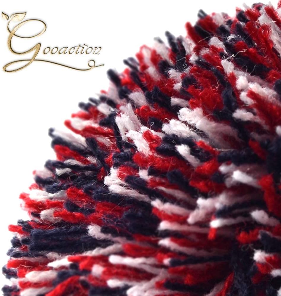 GOOACTION 3PCS Knitted Golf Head Covers 1-3-5 for Driver and Fairway Woods with Long Neck Design Vintage Red Stars and Stripes American Flag Sock Pom Pom Golf Club Patriotic Headcovers Set