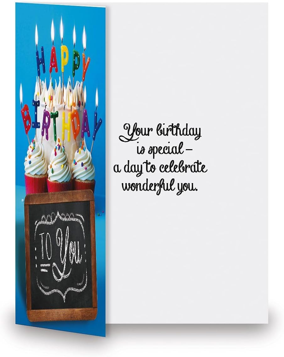 Current Blackboard Happy Birthday Greeting Card Set - Value Pack of 20 Cards With White Envelopes, 10 Designs, Large 5" x 7" Assortment
