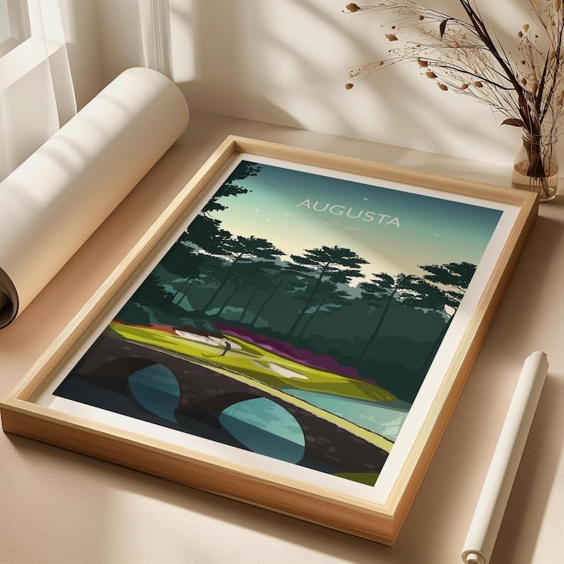 Golf Gift - Augusta Masters Golf Print - 12th Hole Amen Corner, Augusta National Golf Poster, Georgia Golf Course Art, Masters Tournament Print (Unframed) (16x24)