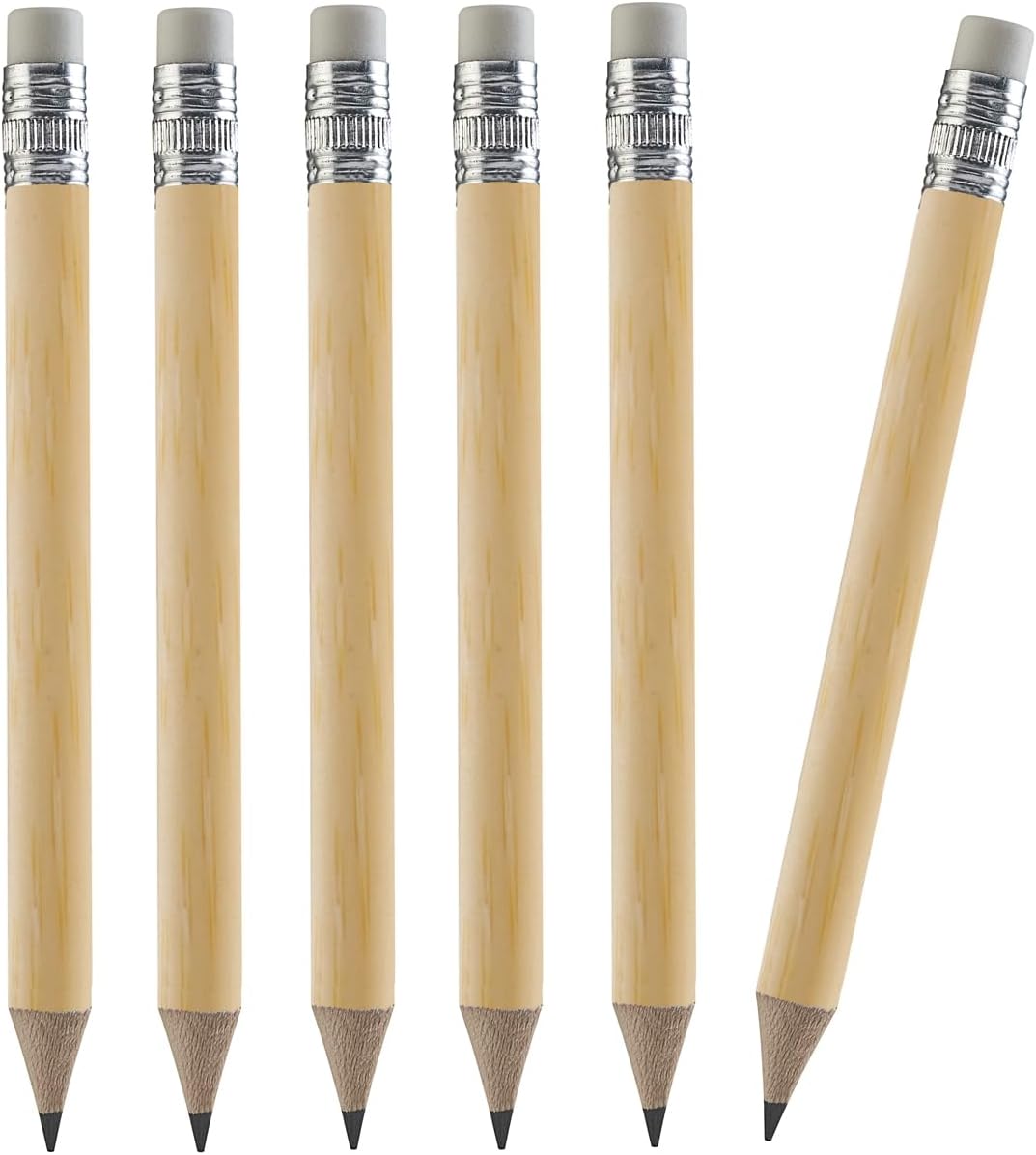 TH Golf 100pcs Golf Pencils, 4 Inch Mini Half Pencils with Eraser Sharpened Wood Mini Round for Schools Wedding Toddlers Home Corporate Multiple Colours (Natural)