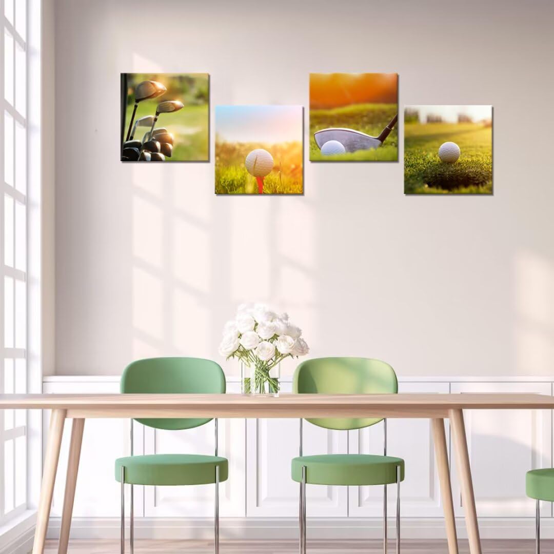 Pankila USA Golf Wall Art Canvas Prints California Golf Course Wall Decor for Living Room Bedroom Home Decorations Painting Framed Artwork Ready to Hang (12''W x 12''H x 4)