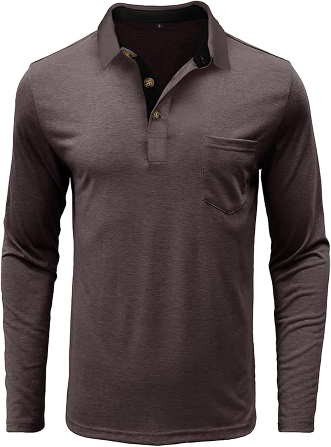 Mens Long Sleeve Polo Shirts Casual Moisture Wicking Golf Polo Shirts with Pocket