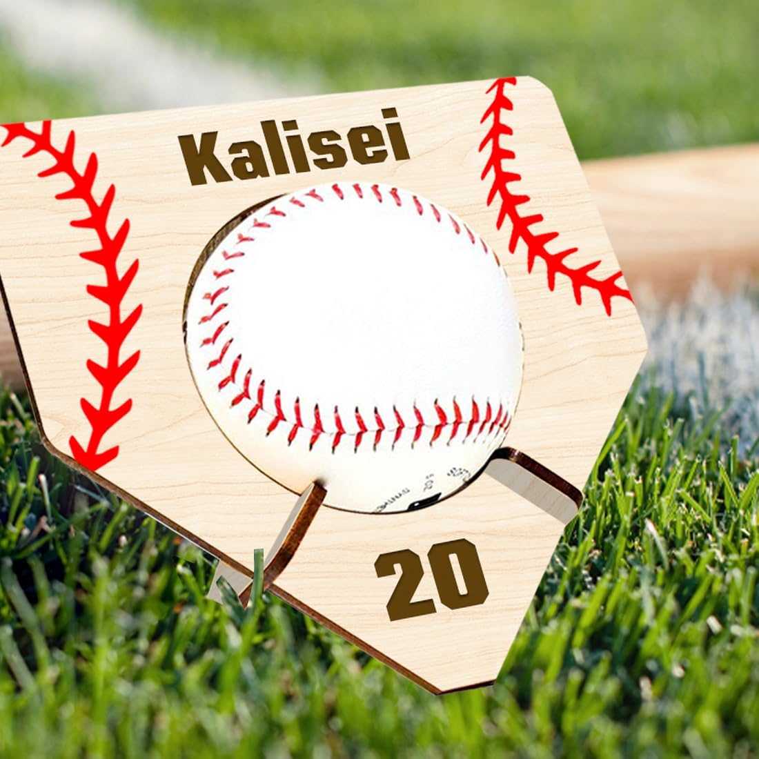 Personalized Home Run Baseball Ball Display Case Wood Softball Storage Stand Baseball Holders for Boy Men Husband Dad's Collection Memorabilia Baseball Display Case Softball Ball Memory Holder