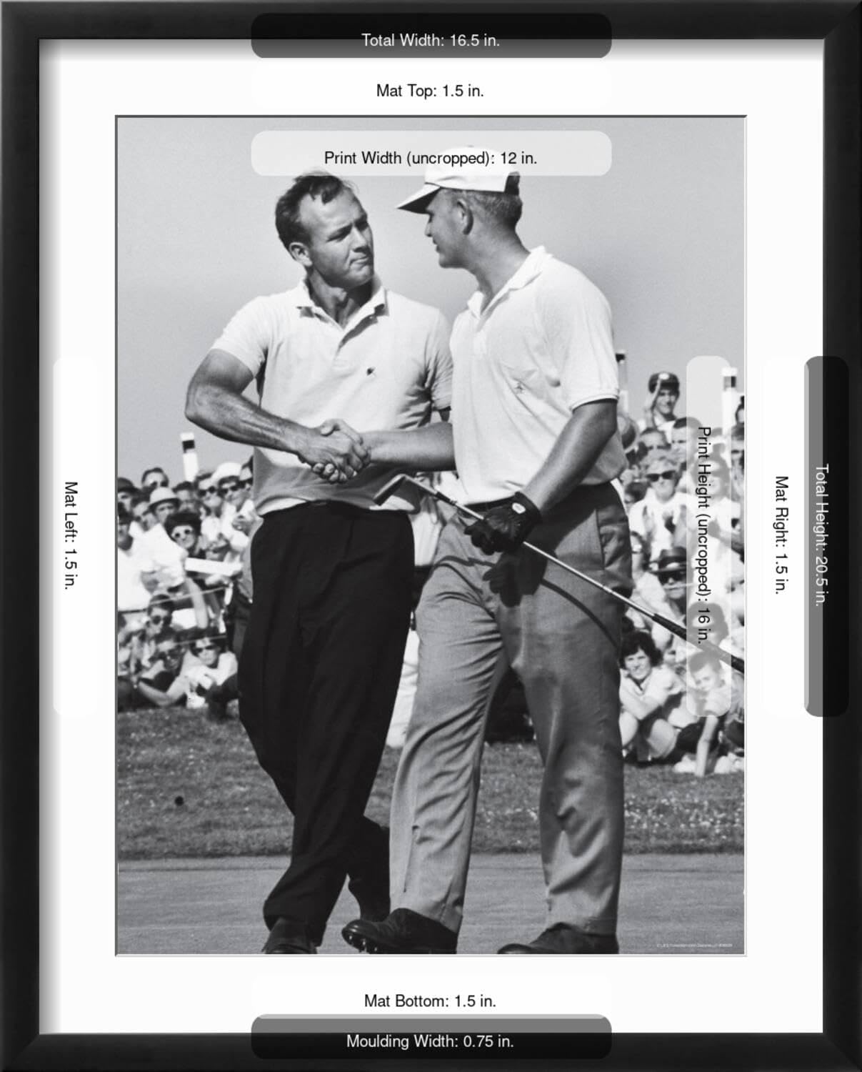 ART.COM Wall Premium Photographic Print Golfer Jack Nicklaus and Arnold Palmer During National Open Tournament on Black Frame by John Dominis, 17" x 21"