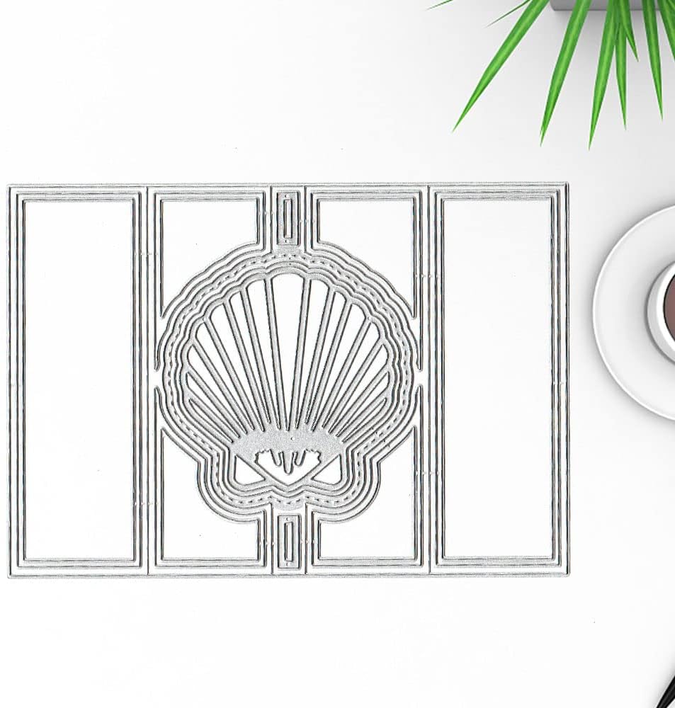 3D Card Shape Die Cuts for Card Making, Rectangular Shaped Gift Card Cutting Dies Sets Shell Banner Dies Stencils Embossing Template for Scrapbooking DIY Cards Album Crafts Supplies