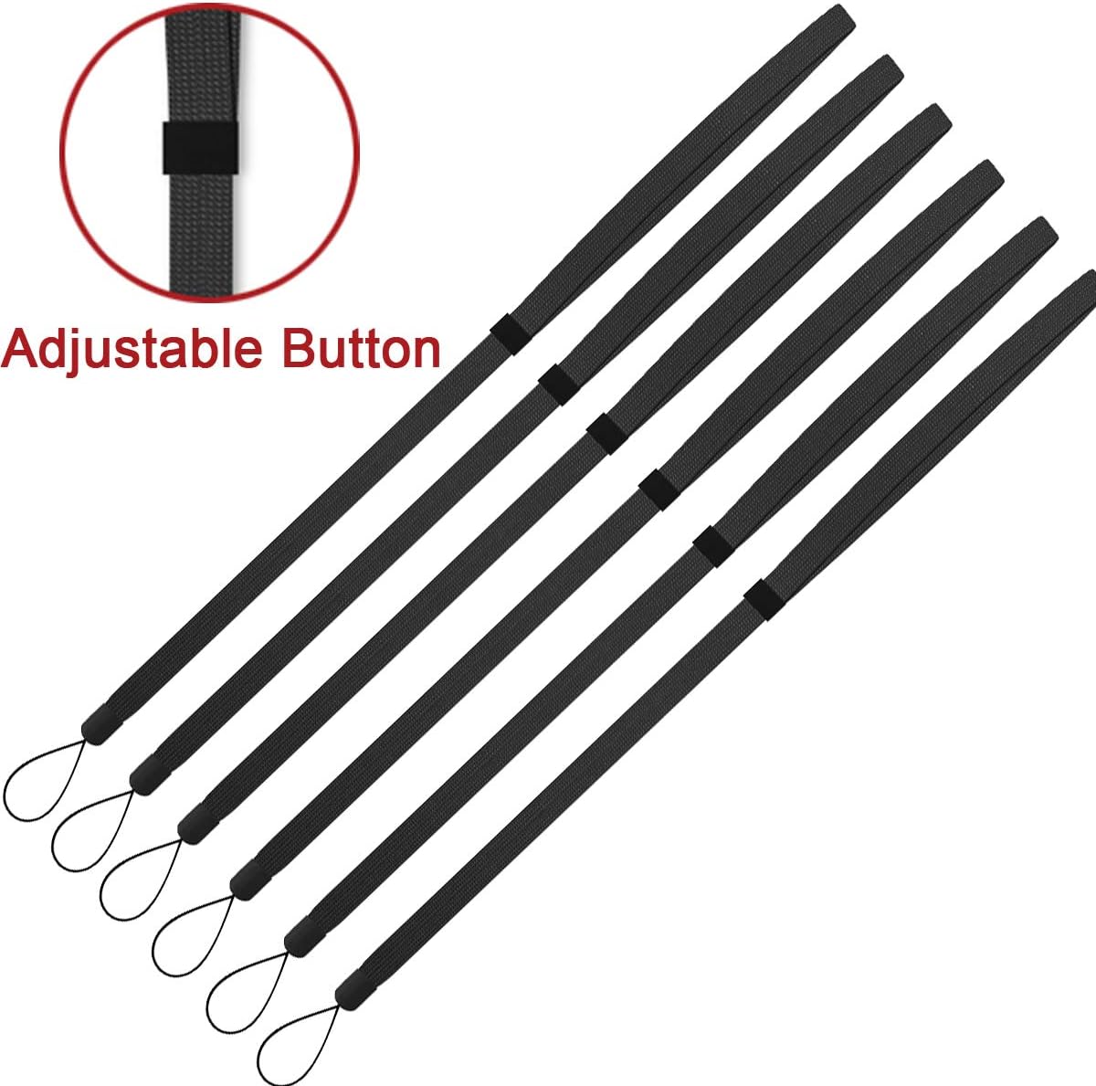 AMUU Flat Braided Lanyard Adjustable 6 Pack,for Walkie-Talkie,Cruise,Keys,Pen,Phone,id Badges Holder,Office (6 Pack Neck Lanyard Black)