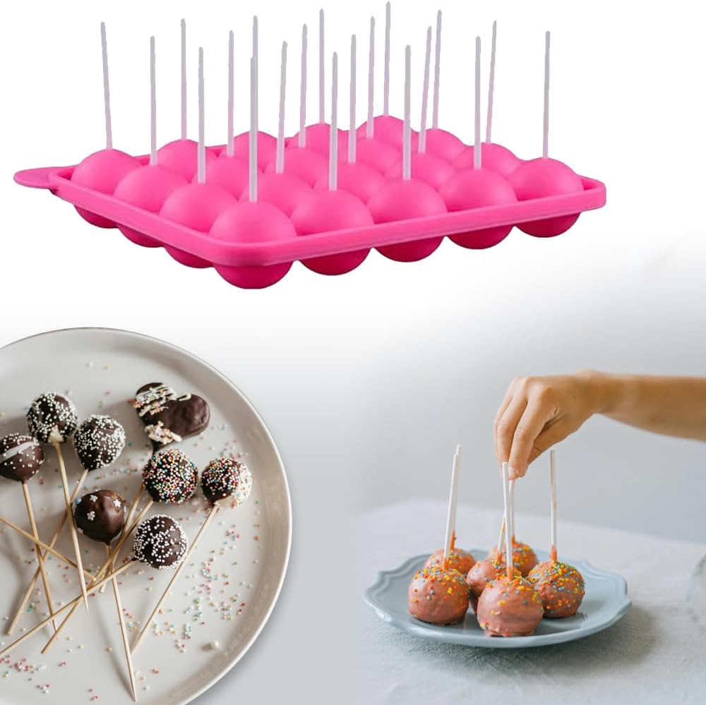 Newk Cake Pops Silicone Molds, 2 Pink and 2 Blue – Non-Stick, Food-Grade Silicone for Baking, Candy, and DIY Treats (Pack of 4)