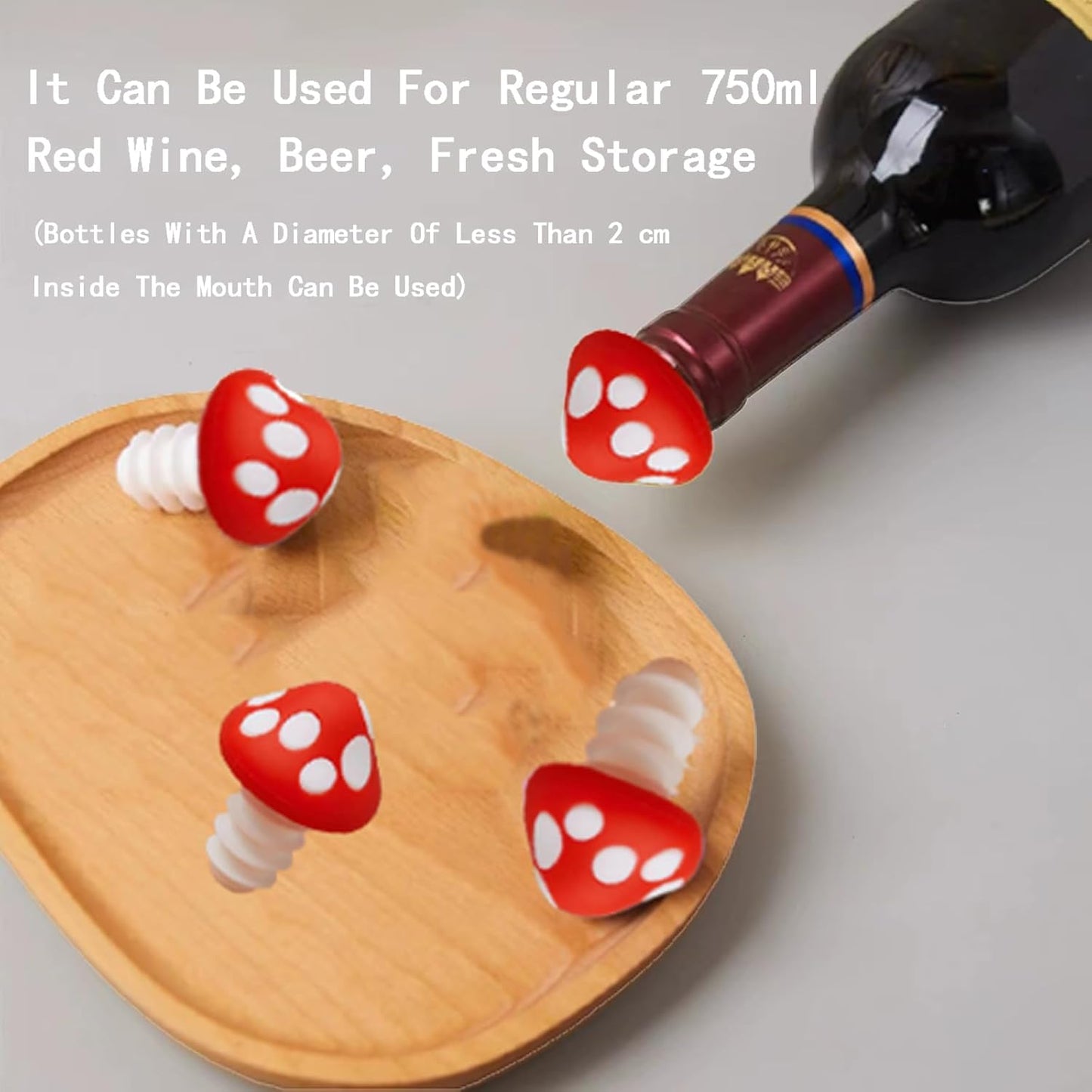 4Pcs Wine Stopper Mushroom Soft Silicone Wine Bottle Stoppers Reusable Leak Proof Bottle Sealer Wine Corks