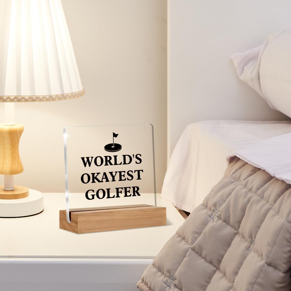 Golf Decorative Sign, Modern Golf Theme, 4 x 4 Inches, Acrylic Material, Tabletop, Okeyest Golfer