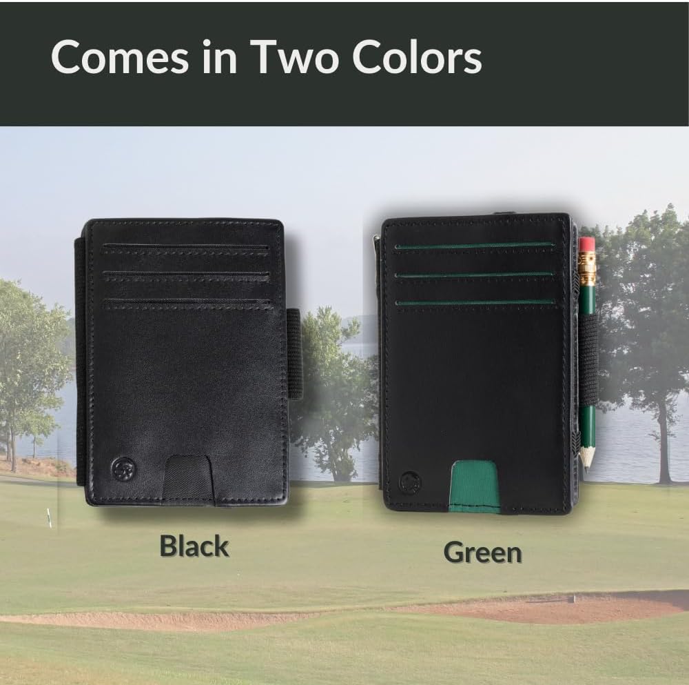 Scorecard Wallet, Notetaking, Versatile - Hold Credit Cards, Pens/Pencil, Clip (Green)