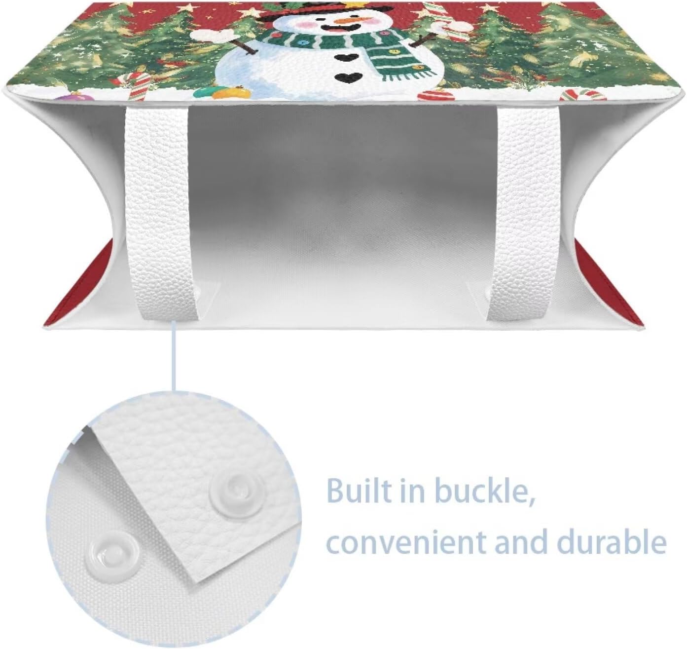 Cute Snowman Tissue Box Cover Cube Christmas Tissue Box Holder Waterproof Leather Facial Paper Organizer Holiday Decor for Bedroom Living Room Bathroom