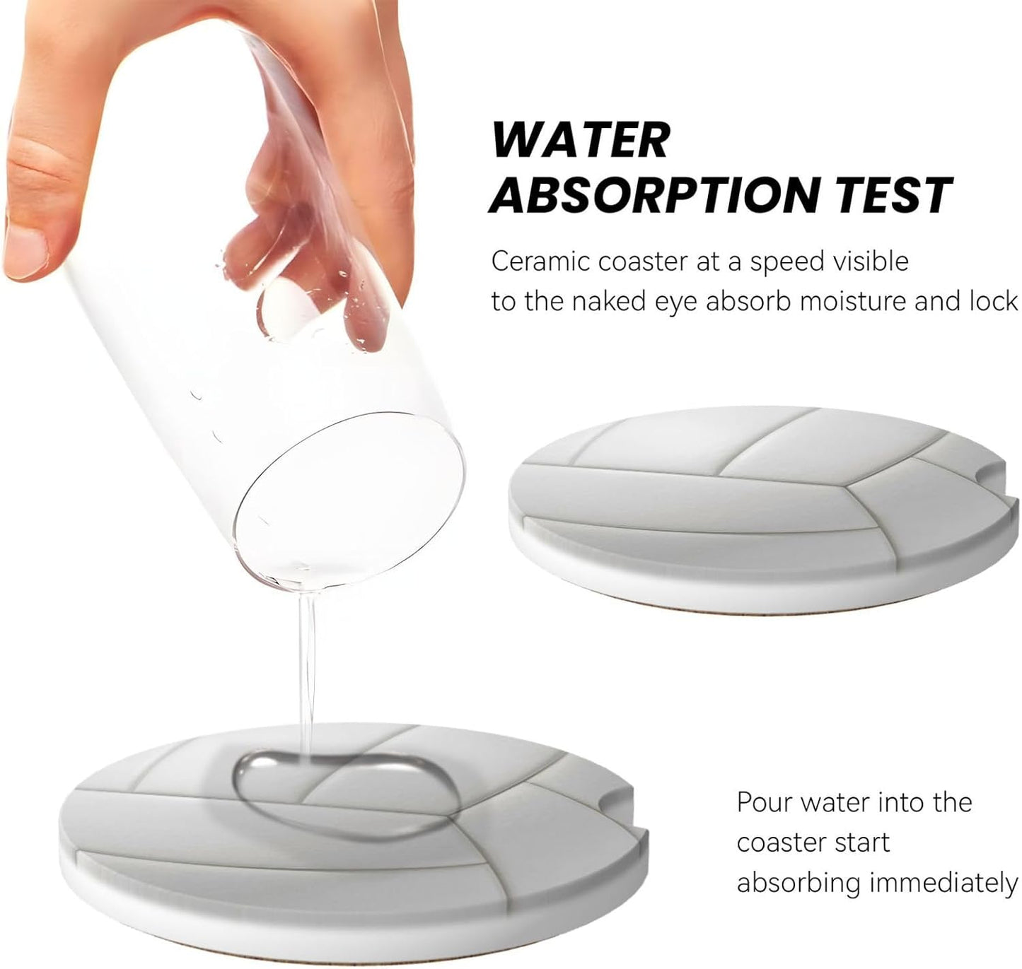 Car Cup Holder Coasters, Volleyball Car Coasters for Cup Holder Drinks, 2 Pack Ceramic Cute Auto Interior Accessories for Women Men