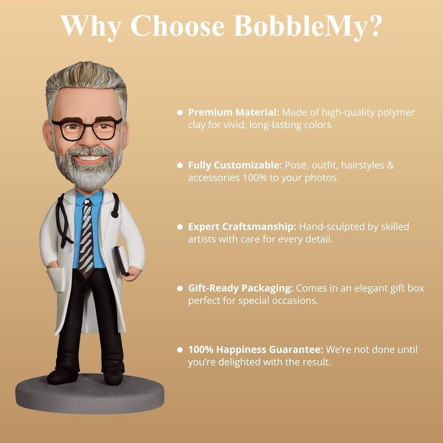 Custom Bobbleheads Golf Personalized – 6/7/8 Inch Handmade Figurine from Photo, Unique Gift for Retired Golfer, Dad, Husband