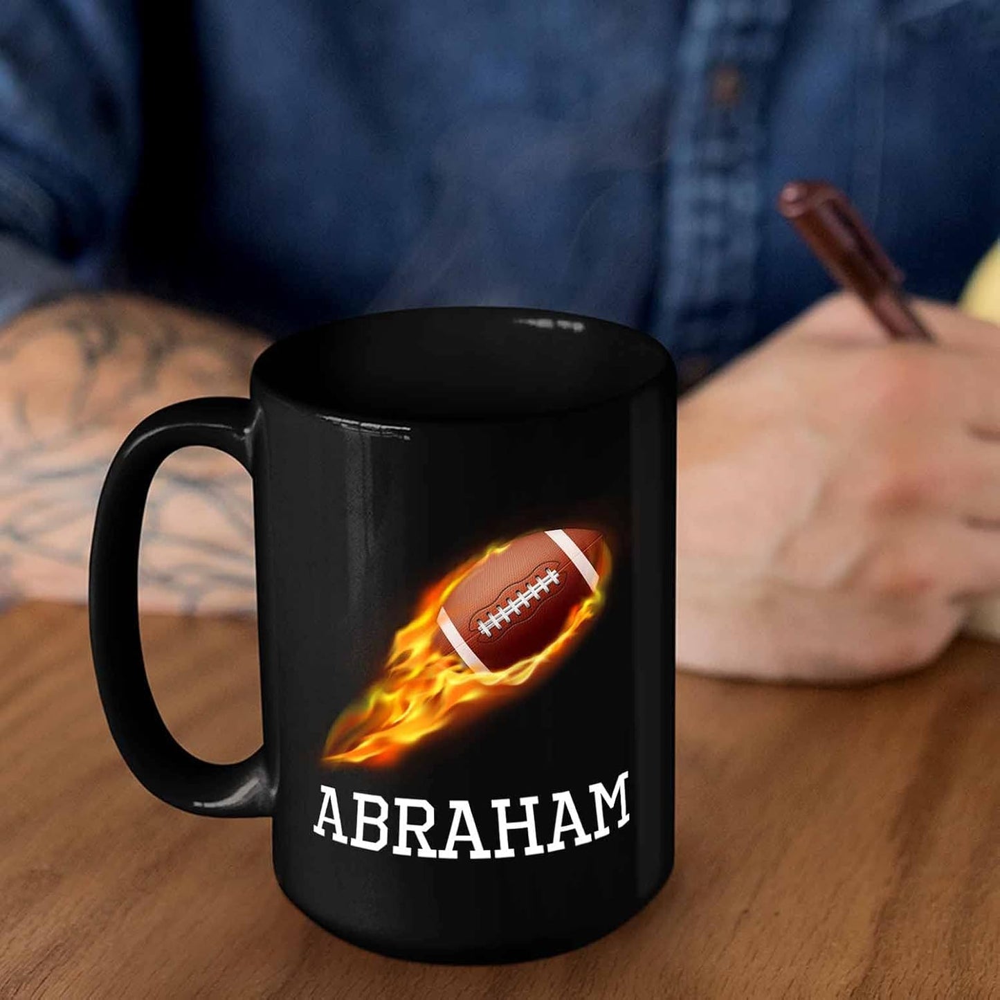 Personalized Choose Name Football Coffee Cup Gifts For Men Women Football Lovers, Customized Football Sport Black Ceramic Mug 11 Oz 15 Oz, American Football Coffee Mugs, American Football Player Mug