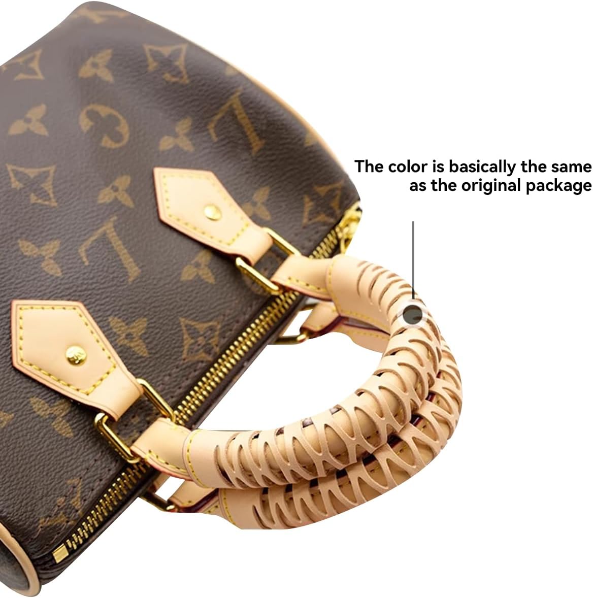 Jiesinlov 2Pcs Bag Handle Wrap Covers for Speedy 25 30 35,Vachetta Leather Grip Protector Strap,Stain and Abrasion Resistant(Apricot)