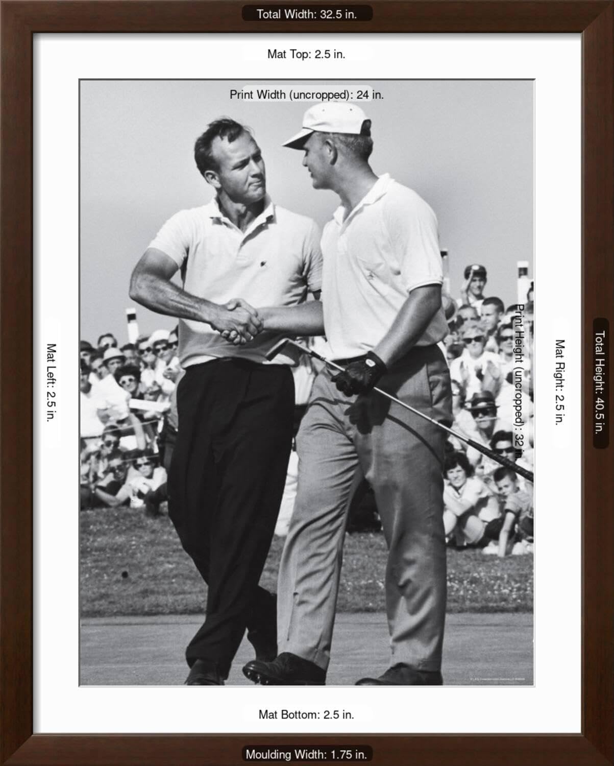 ART.COM Wall Premium Photographic Print Golfer Jack Nicklaus and Arnold Palmer During National Open Tournament on Brown Frame by John Dominis, 32" x 40"