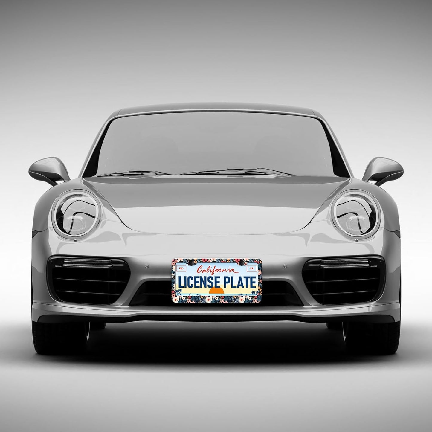 Folk Floral Flower License Plate Frames - 2 Pack Colorful Flowers License Plate Holder Covers for Women, Aluminum Metal Rust-Proof Waterproof Car Tag Frame with Screws Fasteners Caps