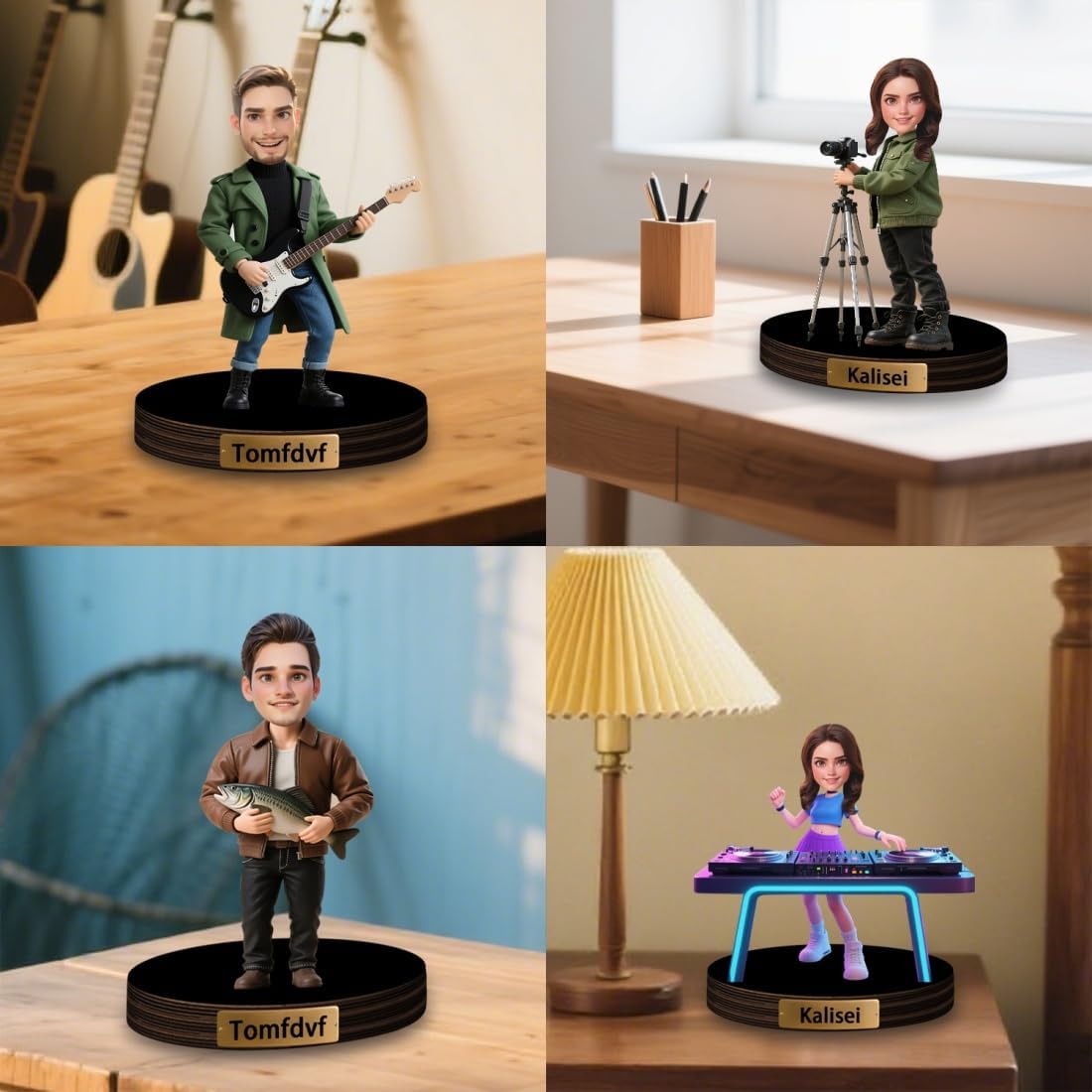 Personalized DJ Player Desk Decor Sign with Name Custom DJ Figurine Cartoon Sculpture Ornament Cartoon Portrait Plaque for Music Room Club Decor Plaque Keepsake Gift for Men Xmas Birthday