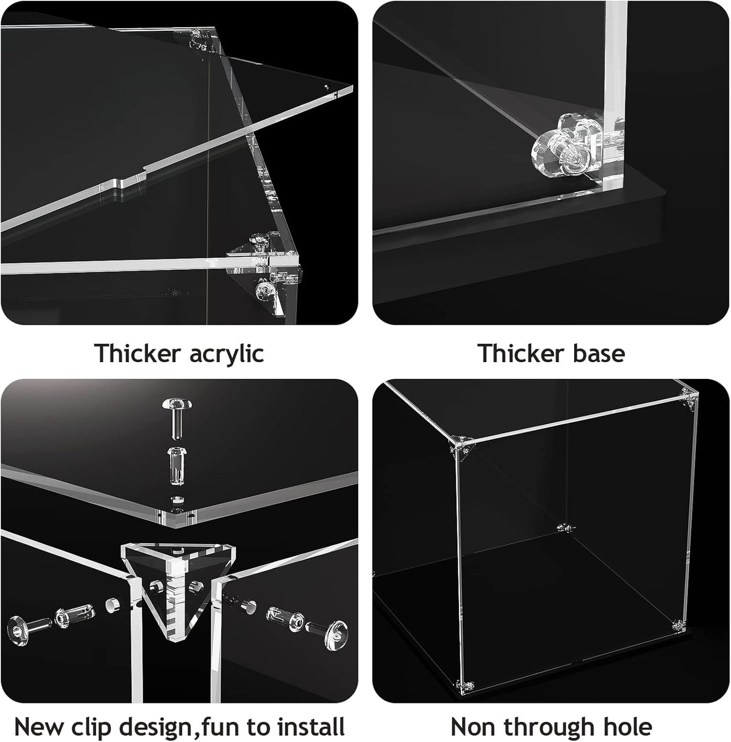 Clear Acrylic Display Case, Self-Assemble Showcase for Collectibles, Action Figures, Dolls, Toys - Alternative Glass Box for Commemorative Gifts (17.7x8x8 inch, 45x20x20 cm)