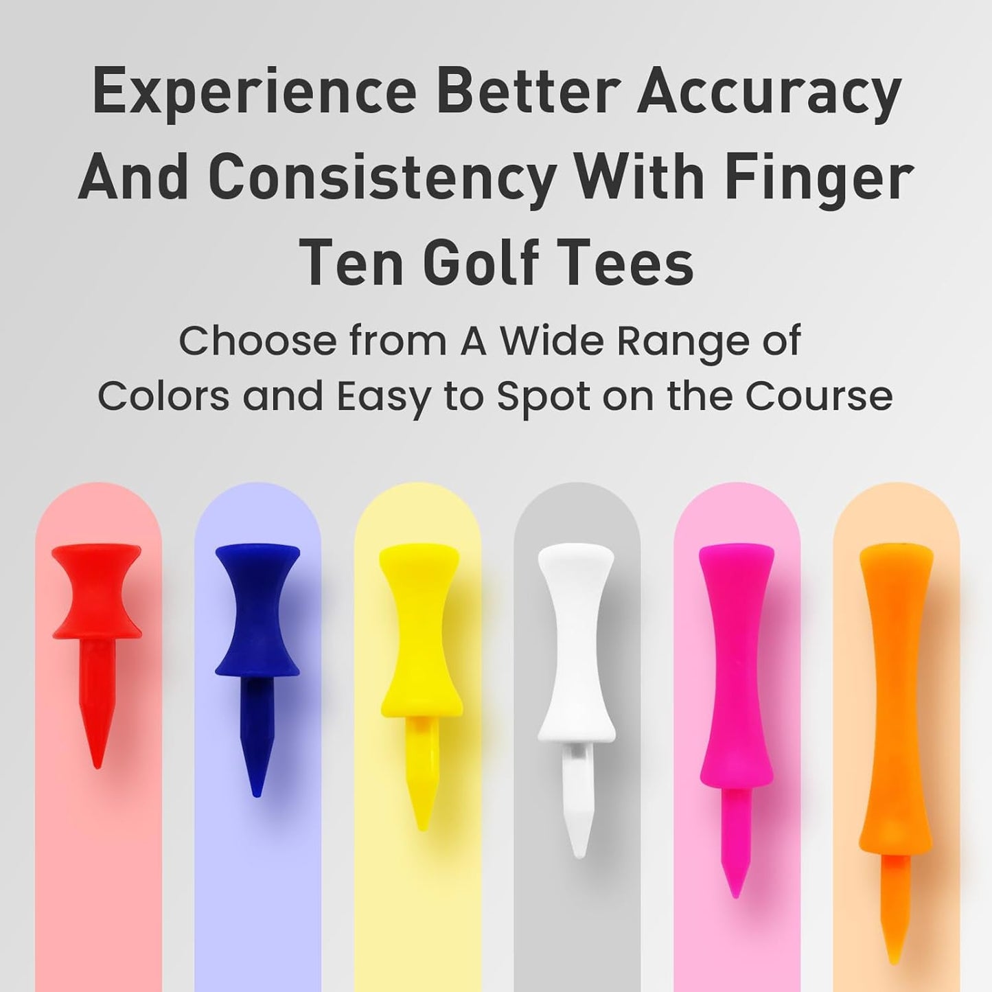 FINGER TEN Plastic Golf Castle Tees Step Down Unbreakable Mixed or Same Height Value 100 Count, 2 3/4, 2 1/4, 2, 1 3/4, 1 1/2 Inch Length Colorful for Practice