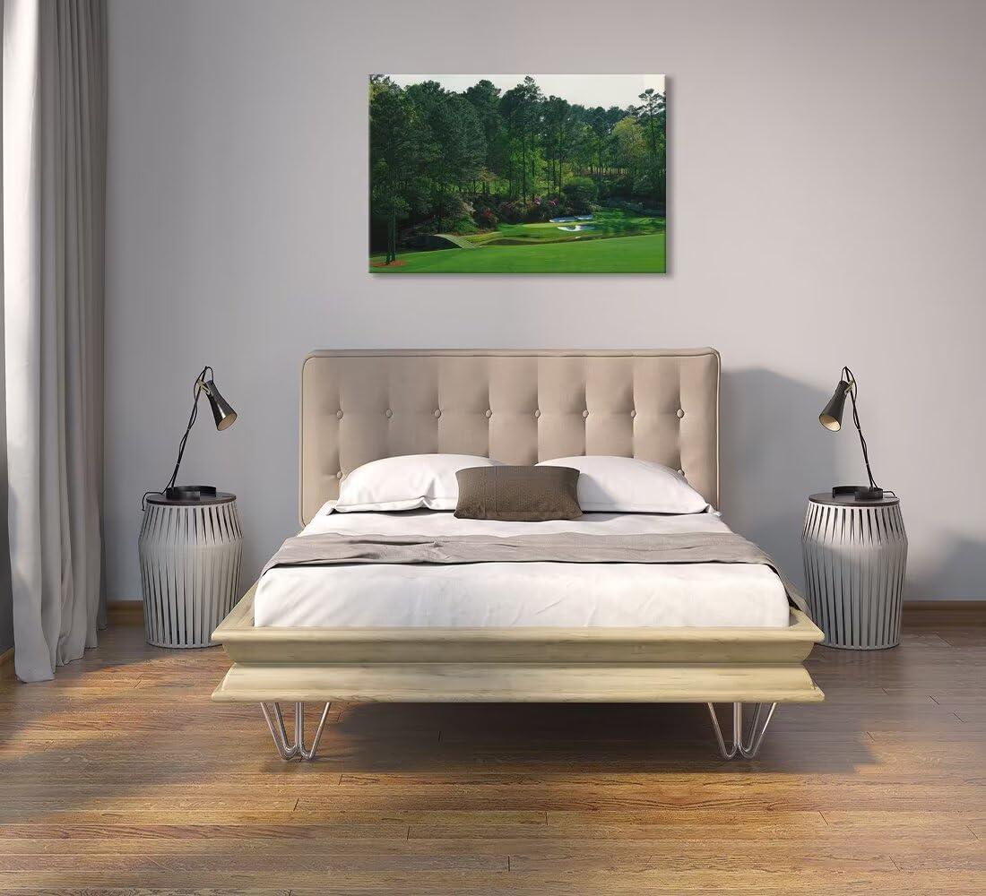 Augusta National Golf Course Wall Art for Office Living Room Bedroom Bathroom Wall Decorations Golf Course Picture Poster Framed Artwork Canvas Prints Ready to Hang(18''H x 24''W)