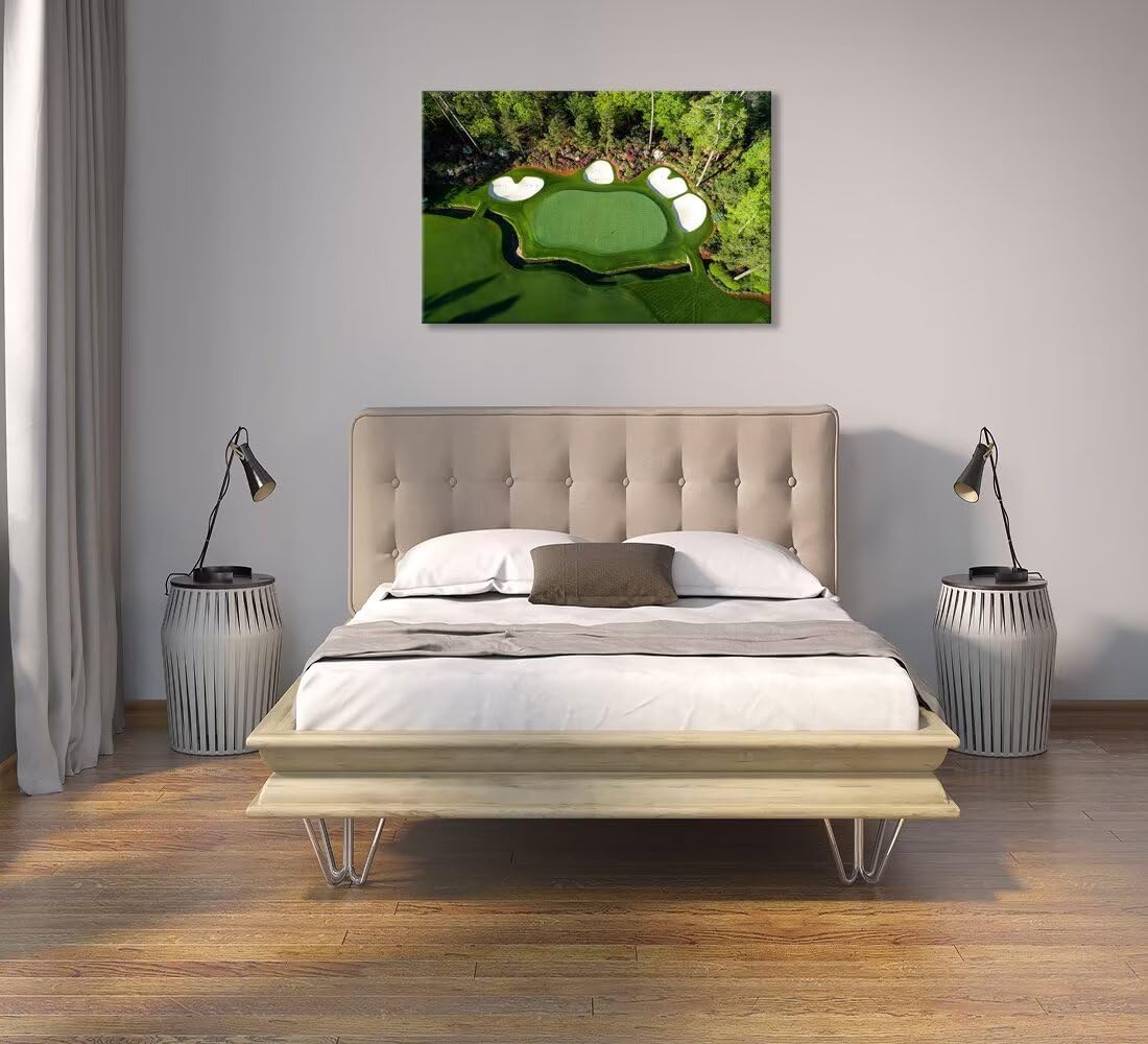 chenchenArt Augusta Golf Course Wall Art for Living Room Bedroom Bathroom Home Decorations Augusta National Golf Course Canvas Prints Modern Artwork Framed Ready to Hang(12''H x 16''W)