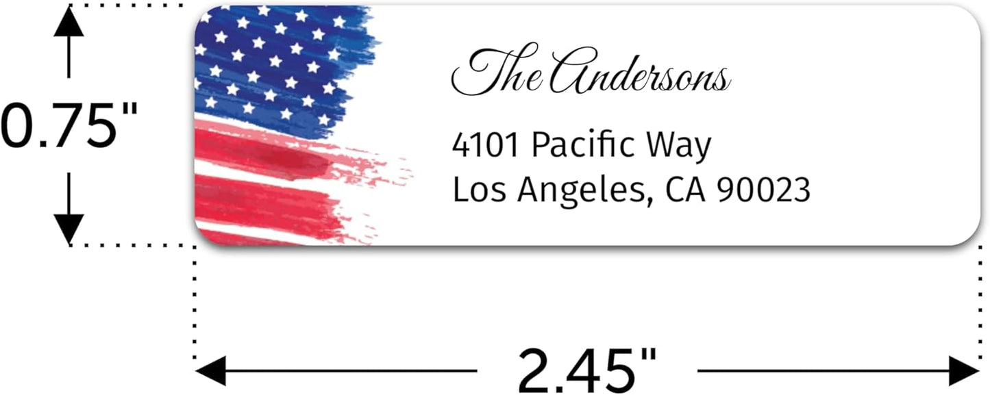 Personalized Patriotic Return Address Labels, Self-Adhesive Address Stickers on Sheets, 50-1000 Labels (Flagpole)