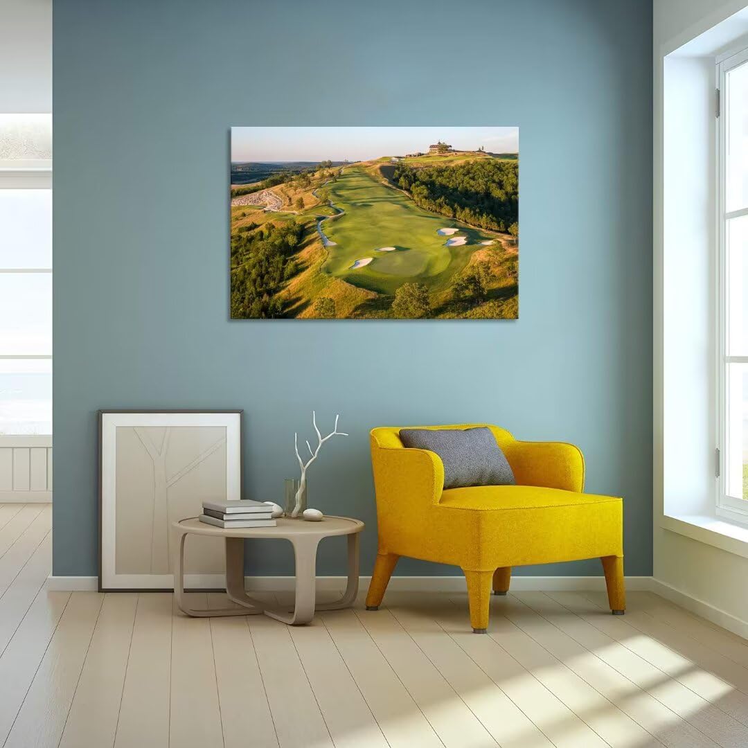 chenchenArt Paynes Valley Golf Course Wall Art for Living Room Bedroom Bathroom Home Decorations Paynes Valley Golf Course Picture Poster Canvas Prints Framed Ready to Hang(18''H x 24''W)