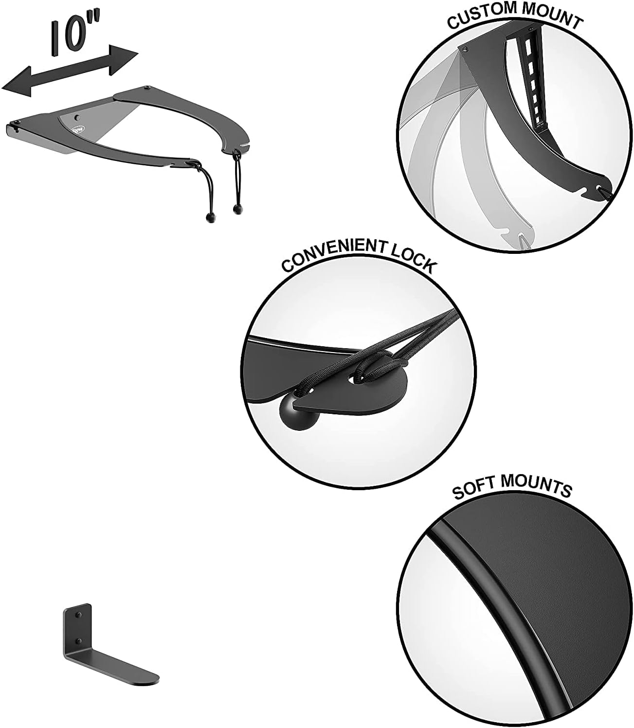 Koova Golf Bag Storage Rack | Sturdy Metal Wall Mount Garage Organizer for Golf Clubs | Fits Any Size Cart or Stand Bag | Easy Install & Use (Hardware Incl.) | Gets Your Clubs Off The Floor | USA Made