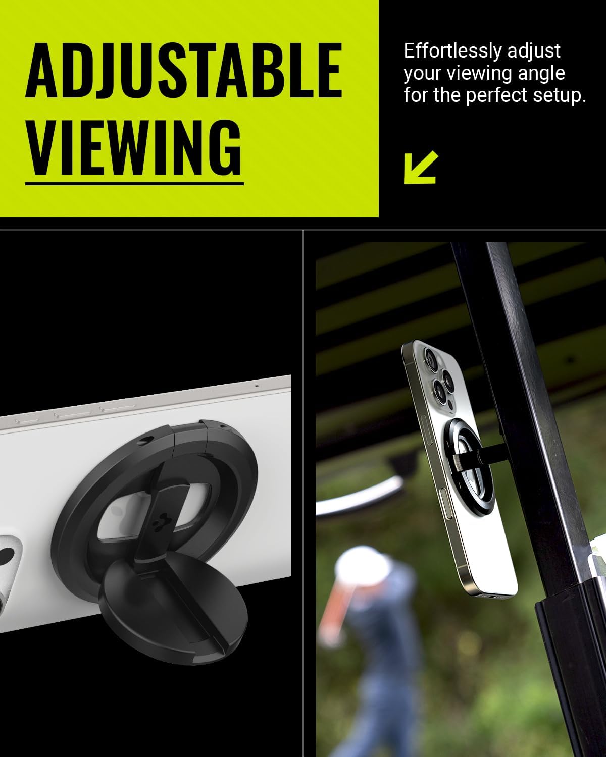 Spigen MAG-iT Magnetic Golf Cart Phone Holder/Mount Designed for Apple MagSafe | Alloy Magnet Golf Cart Accessories - Black