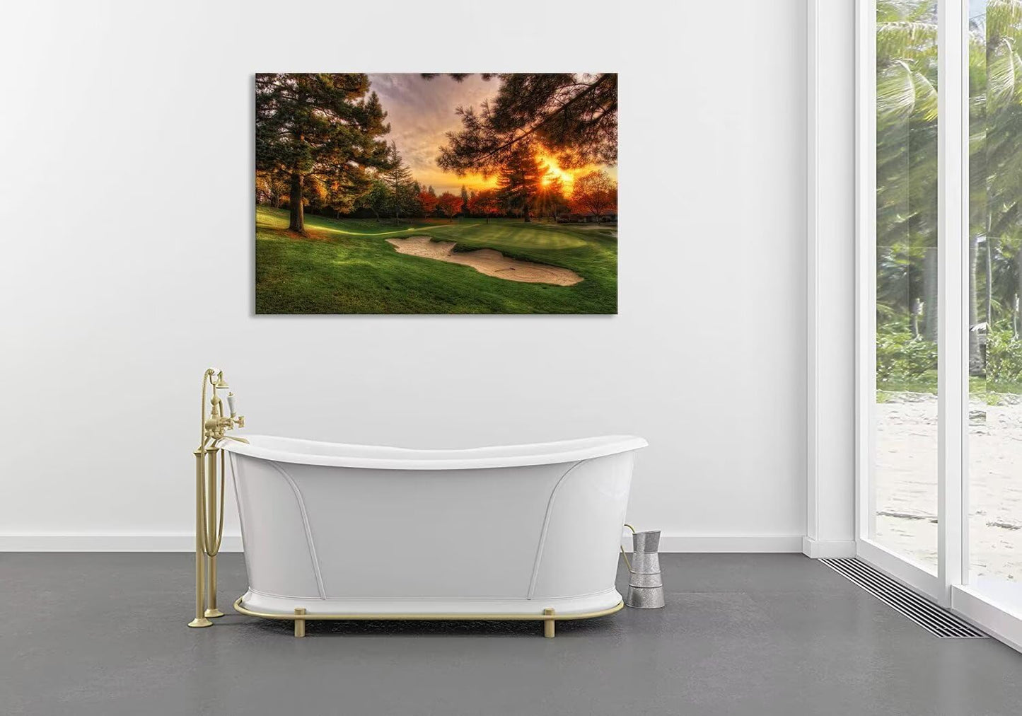 chenchenArt Golf Wall Art for Living Room Bedroom Home Decorations Golf Course and Tree Piture & Poster Picture Poster Canvas Prints Modern Artwork Framed Ready to Hang(18''H x 24''W)